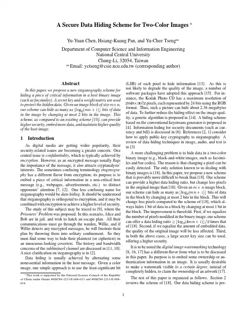 A secure data hiding scheme for two-color images