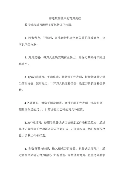 详述数控铣床的对刀流程