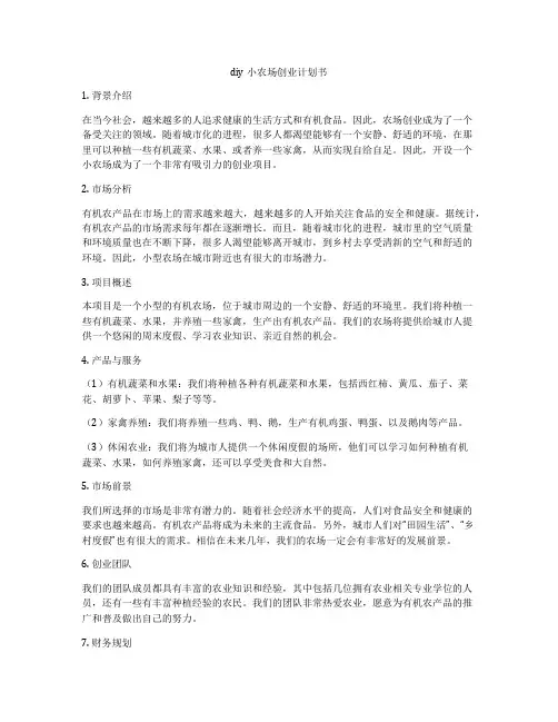 diy小农场创业计划书