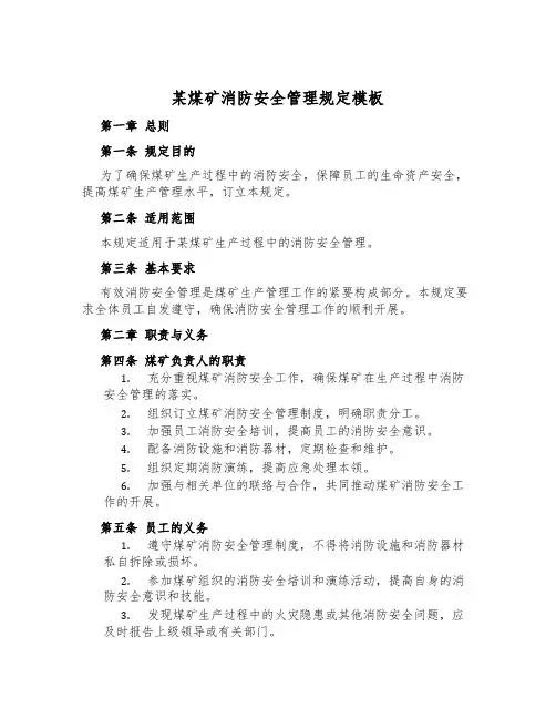 某煤矿消防安全管理规定模板