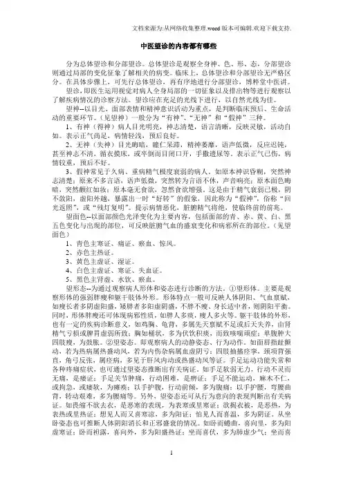 中医望诊的内容都有哪些