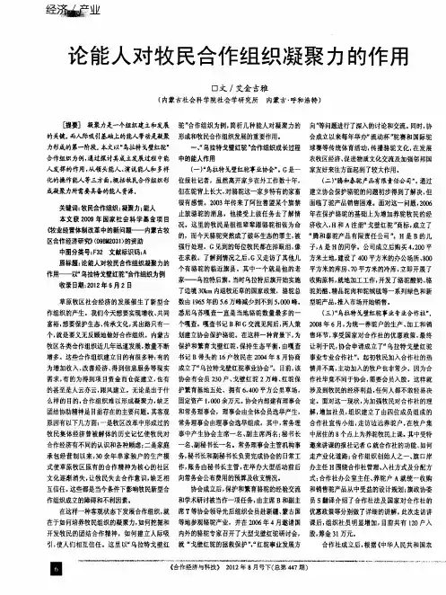 论能人对牧民合作组织凝聚力的作用