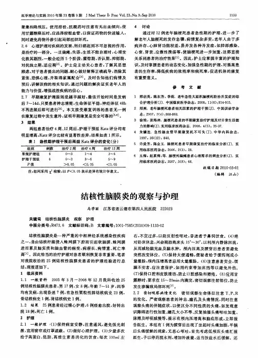 结核性脑膜炎的观察与护理