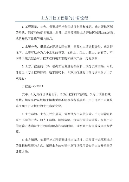 土方开挖工程量的计算流程