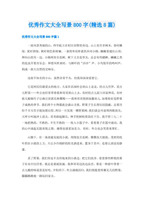 优秀作文大全写景800字(精选8篇)