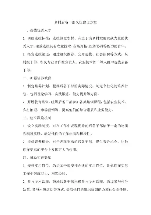 乡村后备干部队伍建设方案