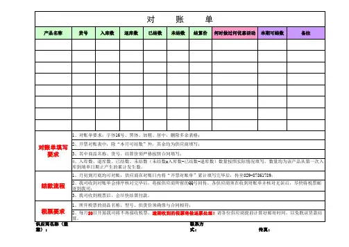 往来对账单样表