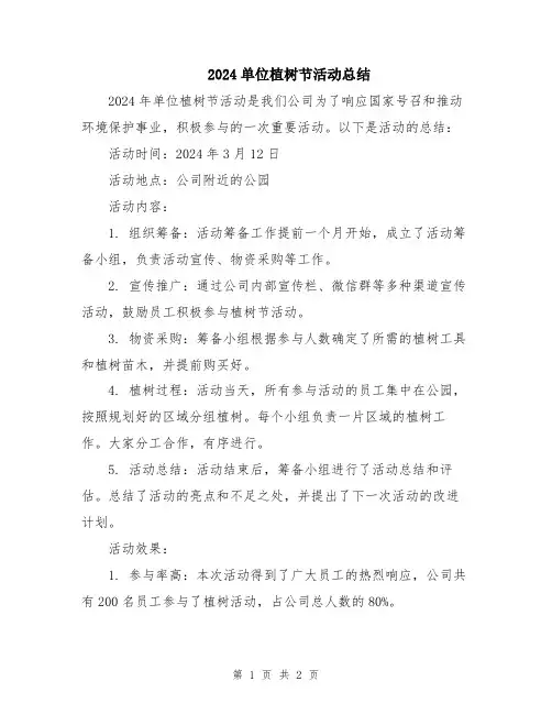 2024单位植树节活动总结