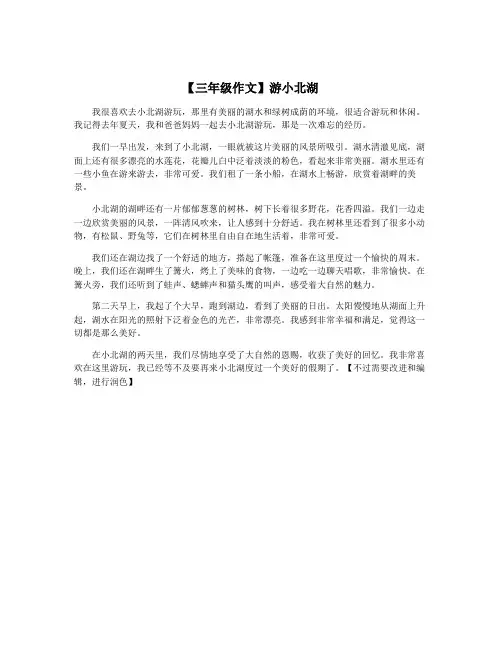 【三年级作文】游小北湖