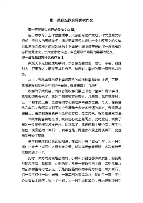 那一幕我难以忘怀优秀作文