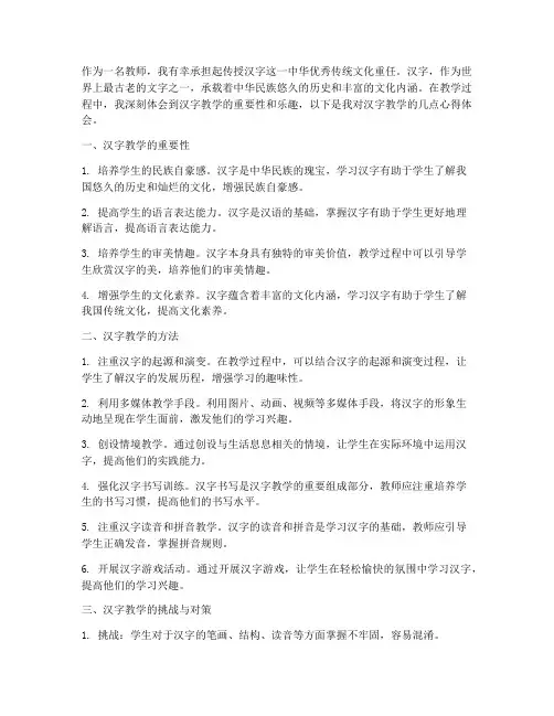 教学汉字心得体会
