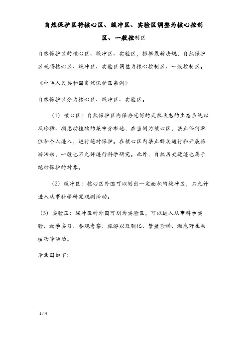 自然保护区将核心区、缓冲区、实验区调整为核心