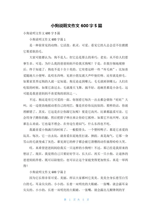 小狗说明文作文600字5篇