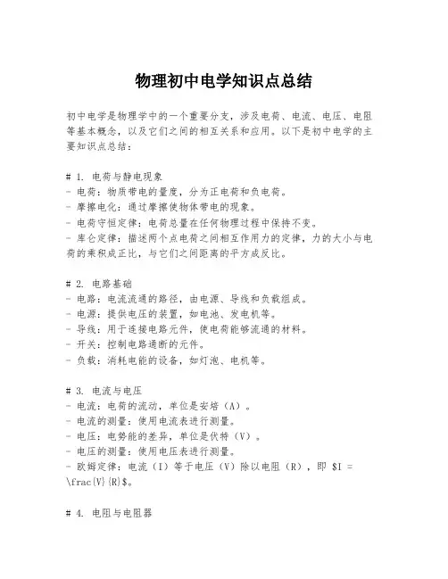 物理初中电学知识点总结