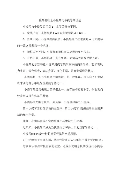 提琴基础之小提琴与中提琴的区别