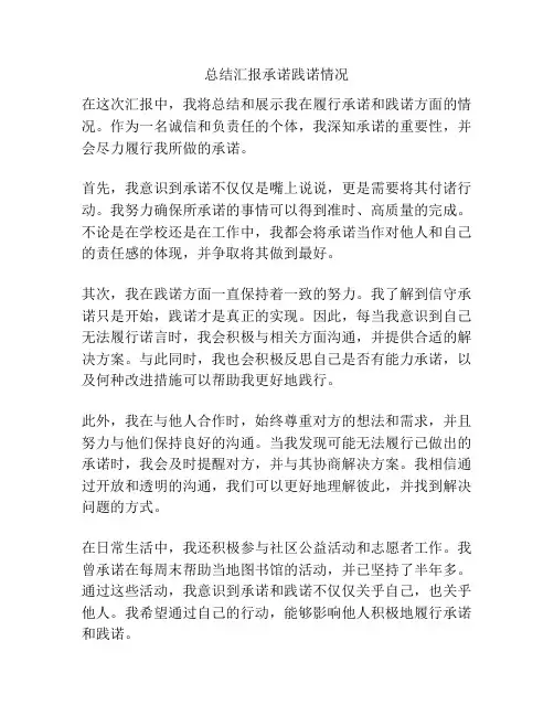 总结汇报承诺践诺情况