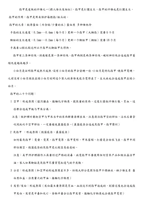 指甲出现的20个问题