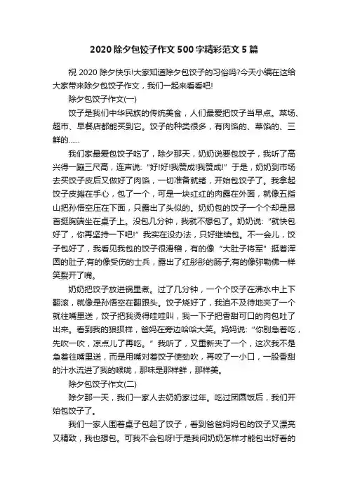 2020除夕包饺子作文500字精彩范文5篇