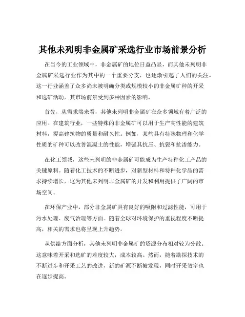其他未列明非金属矿采选行业市场前景分析