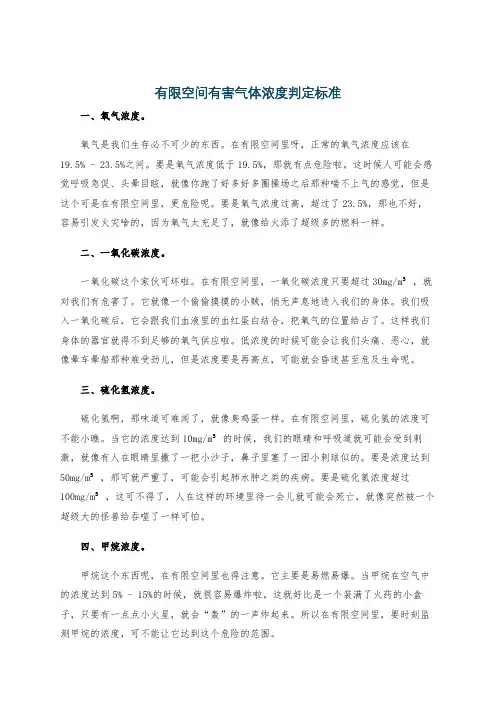 有限空间有害气体浓度判定标准