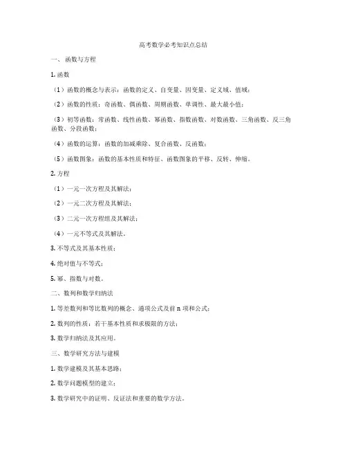 高考数学必考知识点总结