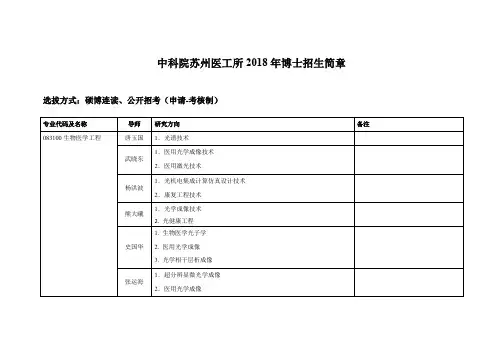 中科院苏州医工所2018年博士招生简章-中国科学院苏州生物医学