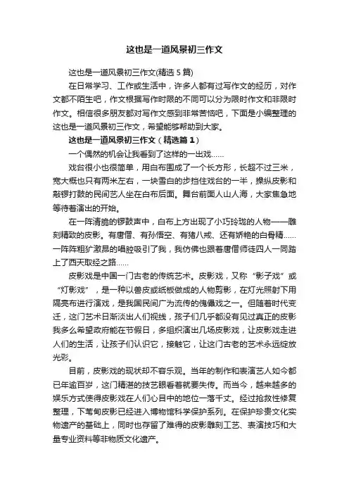 这也是一道风景初三作文（精选5篇）