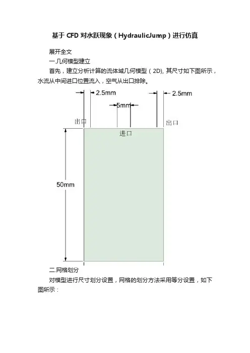 基于CFD对水跃现象（HydraulicJump）进行仿真