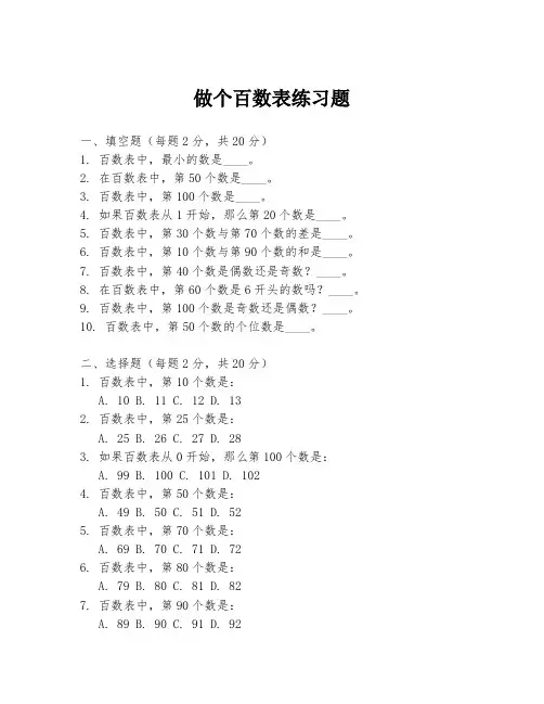 做个百数表练习题