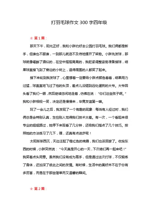 打羽毛球作文300字四年级