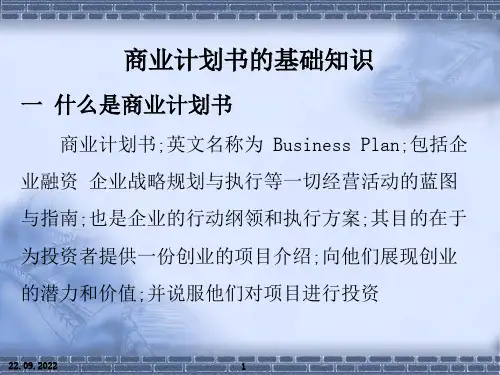 商业计划书的基础知识PPT