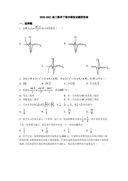 2020-2021高三数学下期末模拟试题附答案
