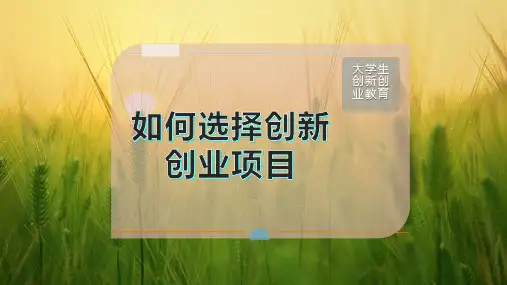 如何选择创新创业项目