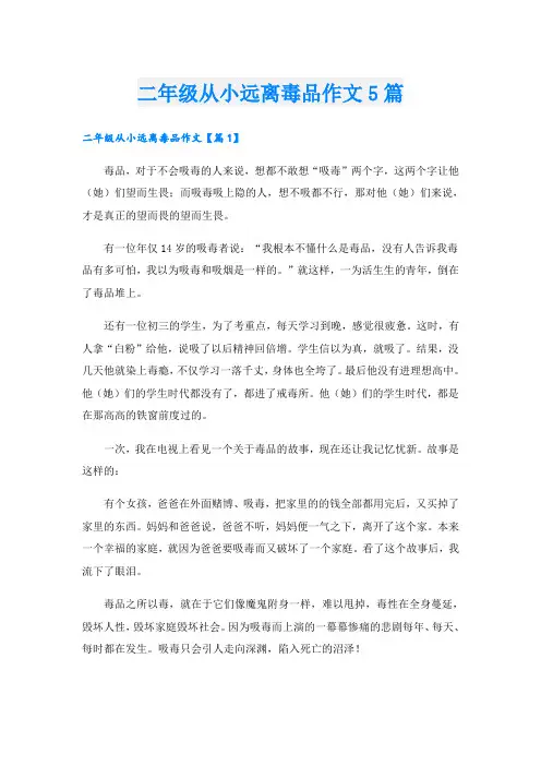 二年级从小远离毒品作文5篇