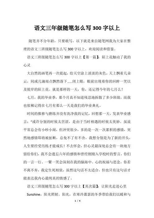 语文三年级随笔怎么写300字以上