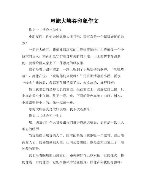 恩施大峡谷印象作文