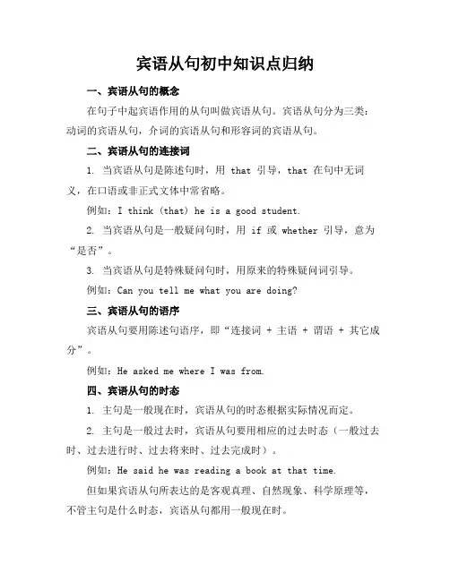 宾语从句初中知识点归纳
