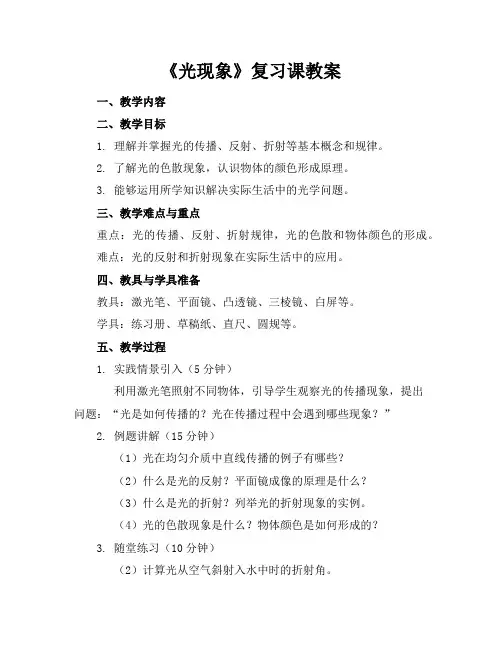 《光现象》复习课教案