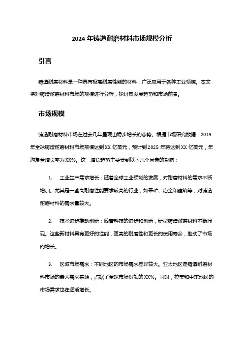 2024年铸造耐磨材料市场规模分析