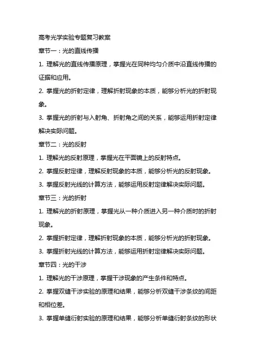 高考光学实验专题复习教案
