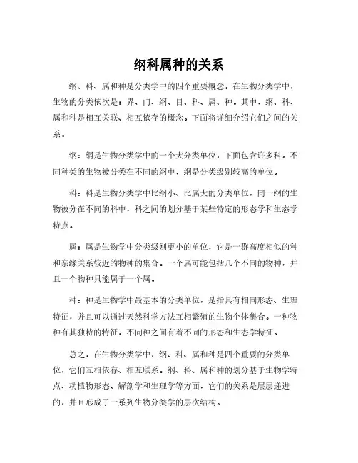 纲科属种的关系