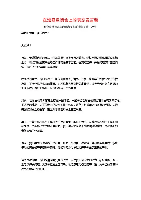 在巡察反馈会上的表态发言新2篇