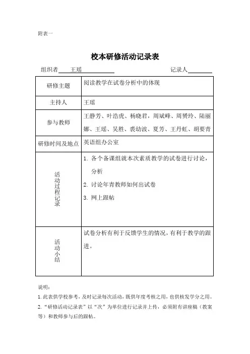 校本研修活动记录表