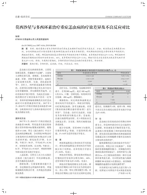 莫西沙星与多西环素治疗重症恙虫病的疗效差异及不良反应对比