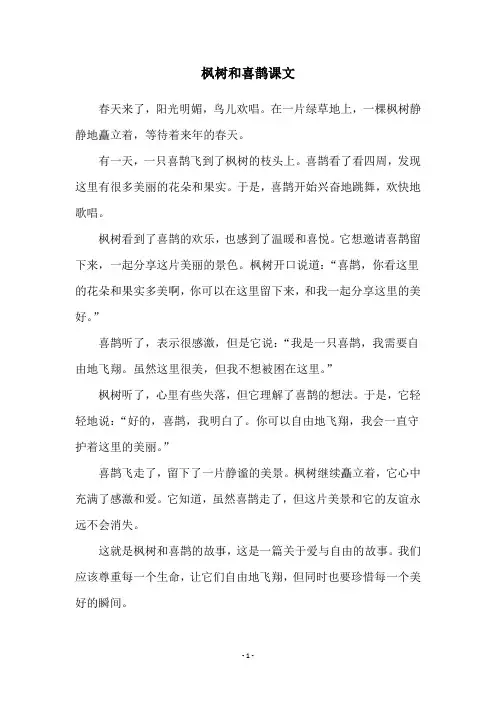 枫树和喜鹊课文