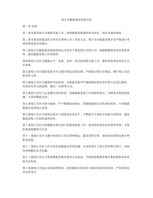 统计员数据规章制度内容
