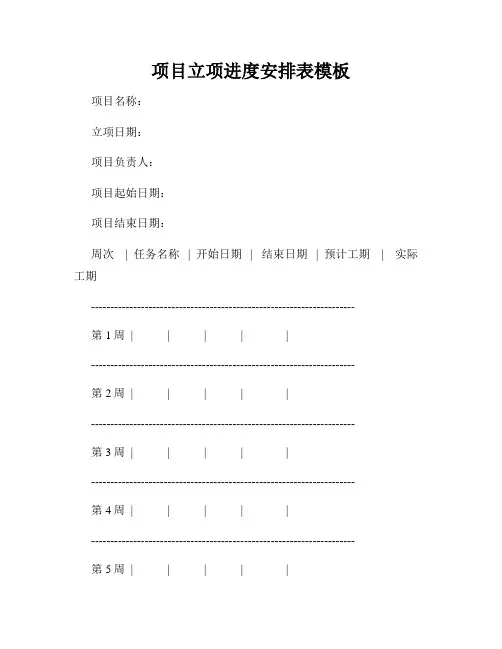 项目立项进度安排表模板