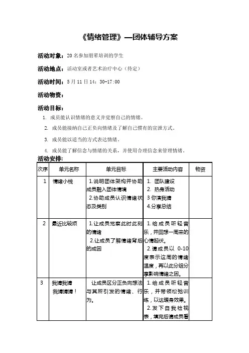 情绪管理 团体心理辅导