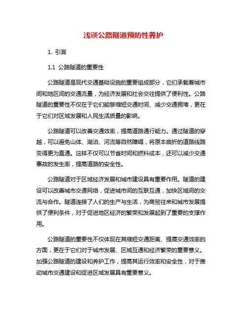 浅谈公路隧道预防性养护