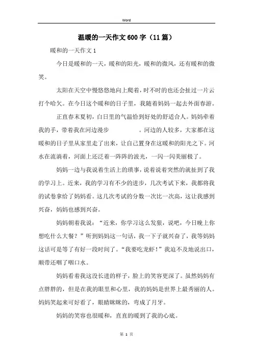 温暖的一天作文600字(11篇)